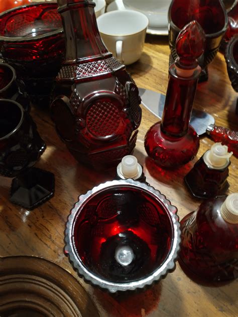 Avon Ruby Red Vintage Glassware Cape Cod 1876 Pattern. . Avon red glass value